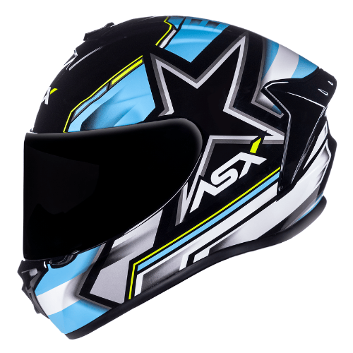 CAPACETE ASX DRAKEN PILOT BRILHO PRETO/AZUL/AMARELO 58/M