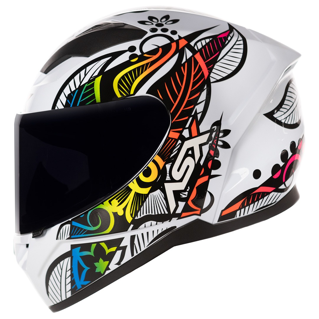 CAPACETE ASX CITY FLOWERS BRILHO BRANCO/PRETO/COLOR 58/M
