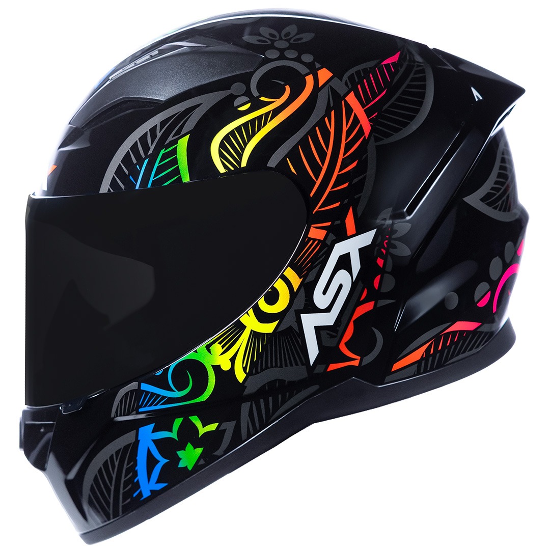 CAPACETE ASX CITY FLOWERS BRILHO PRETO/GRAFITE/COLOR 58/M