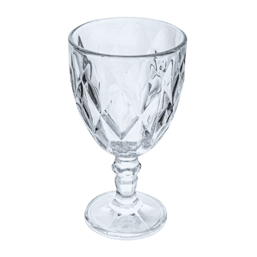 TAﾇA DIAMANTE TRANSPARENTE DECORADA 340 ML- CX C/ 48 PﾇS- PROMOÇÃO