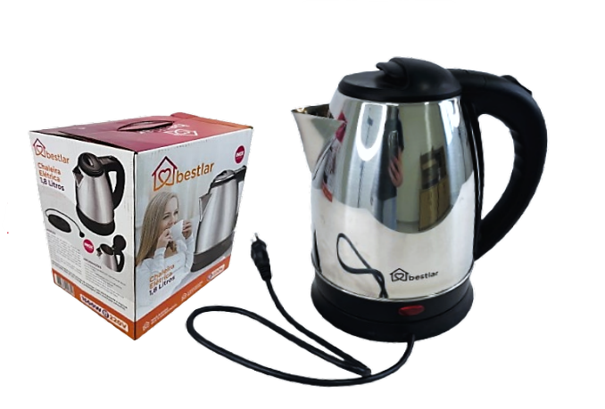 CHALEIRA ELﾉTRICA INOX POLIDO 1,8 L 220 V- CX C/ 16 PﾇS- VL10016 - PROMOÇÃO