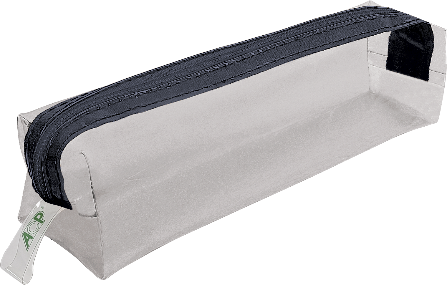 Estojo PVC Cristal Pequeno com zíper colorido - Capacidade para 40 lápis