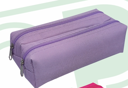 Estojo Duplo de Nylon 600 Lilás - Capacidade para 80 lápis