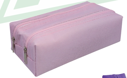 Estojo Duplo de Nylon 600 Rosa - Capacidade para 80 lápis