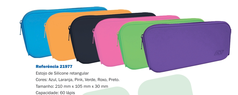 Estojos de Silicone Retangular azul - Capacidade para 60 lápis