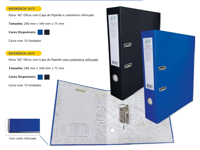 Pasta AZ Ofício Capa Papelão sem cantoneira reforçada
