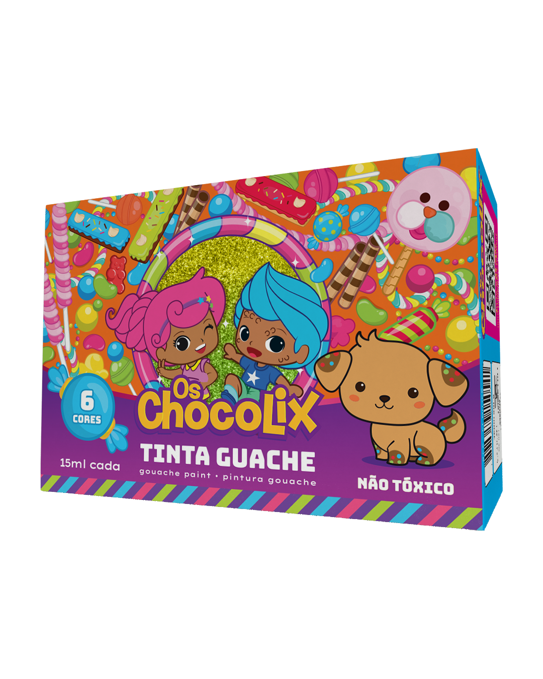TINTA GUACHE 06 CORES - CHOCOLIX  - 15ml