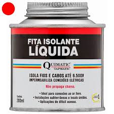 Fita Isolante Líquida 200ml Vermelha - 1mm de espessura isola até 6.500 volts. Veda e impermeabiliza.
