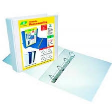 Pasta Personalite revestido c/ cristal Oficio 75 mm c/ 4 argolas   Branco