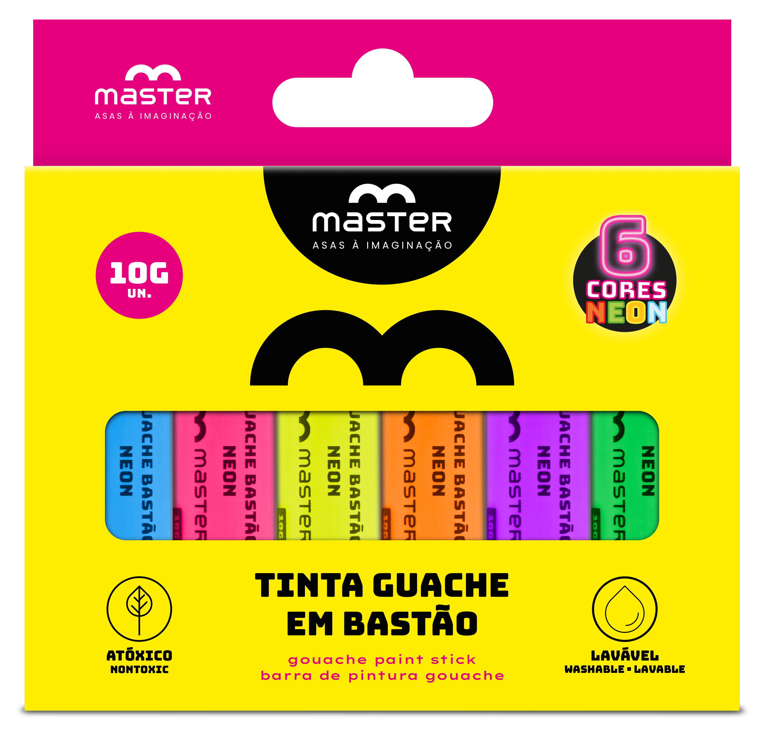 TINTA GUACHE BASTÃO - 6 CORES NEON