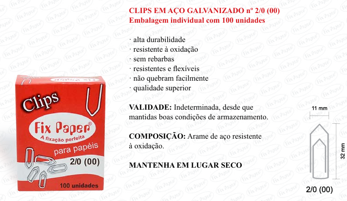 CLIPS GALV. CX - PAPELÃO Nº 2 - 100 UND