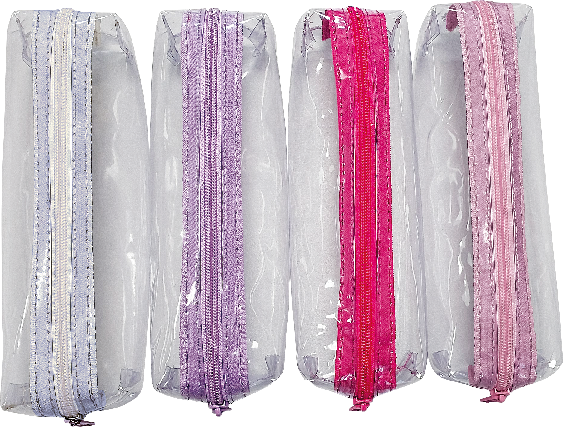 Estojo PVC Cristal Pequeno com zíper colorido - Capacidade para 40 lápis