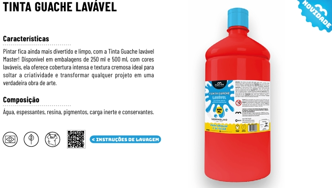 TINTA GUACHE LAVÁVEL BRANCO 250ml - LANÇAMENTO