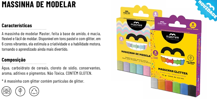 MASSA AMIDO 6 CORES TOM PASTEL 90g - LANÇAMENTO 