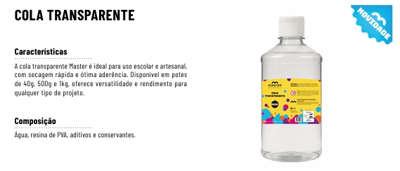 COLA TRANSPARENTE 1kg - LANÇAMENTO                                                                                                  