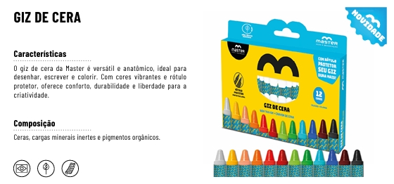 GIZ DE CERA 12 CORES - 110mm - C/ GANCHO E RÓTULO - LANÇAMENTO                                                                      