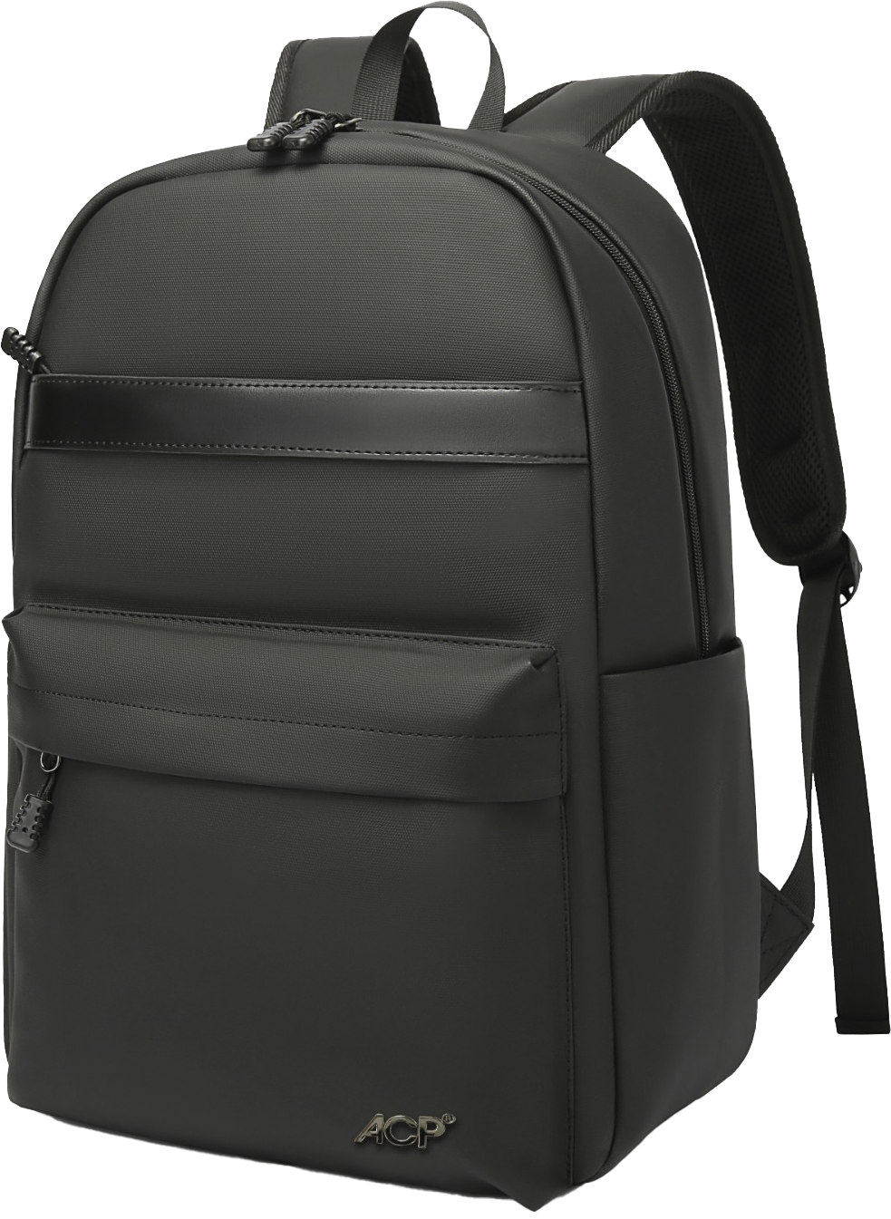 Mochila para Notebook Emborrachada com 4 Bolsos com zíper e 2 Bolsos laterais.