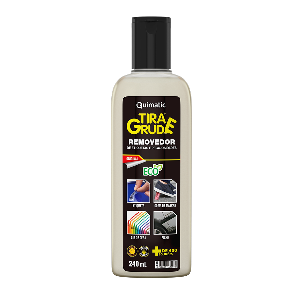 Tira Grude 240 ml - Remove etiquetas, adesivos, chicletes, óleo, graxa, piche, manchas e sujeira.