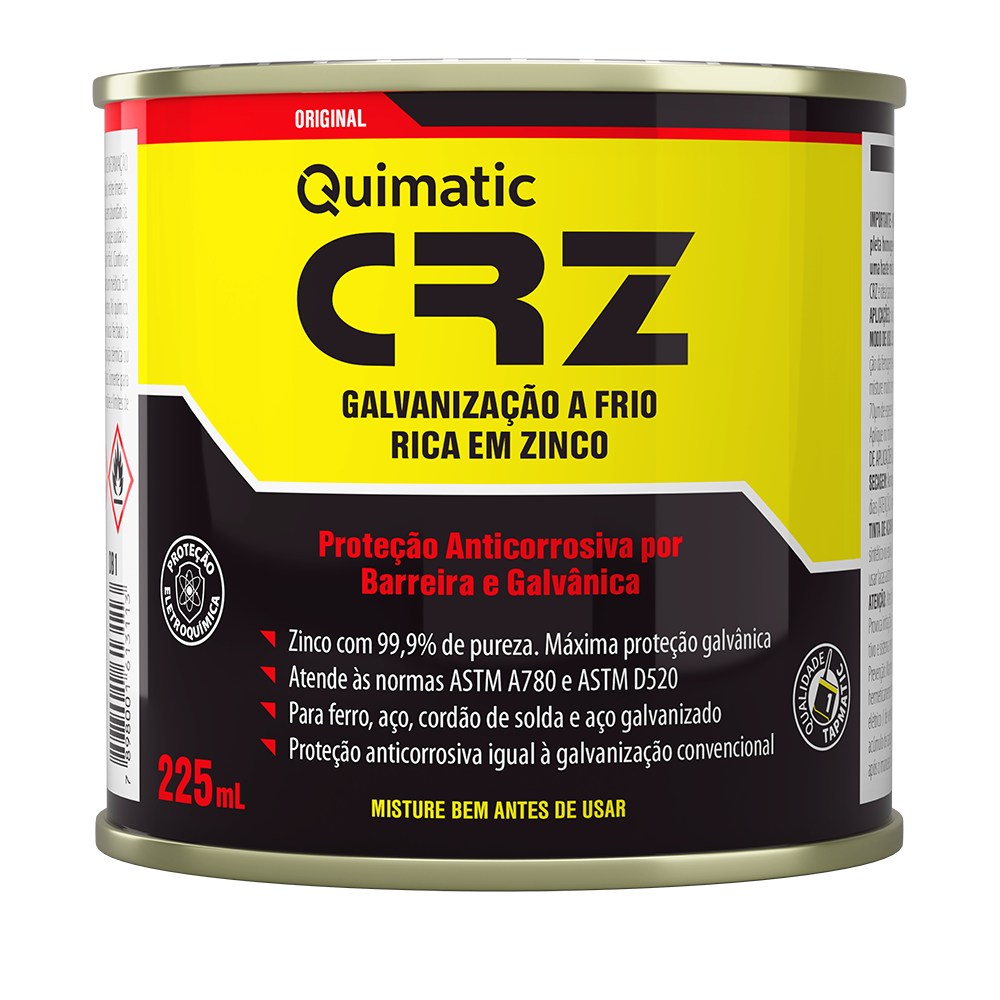 CRZ 225 ml - COMPOSTO DE GALVANIZAÇÃO A FRIO - Proteção máxima para aço, ferro e cordão de solda. Aplicável co m pincel. Disponibilizamos versão aerossol.