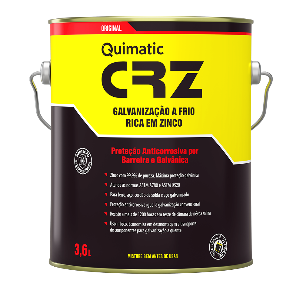 CRZ 3,6 L - COMPOSTO DE GALVANIZAÇÃO A FRIO - Proteção máxima para aço, ferro e cordão de solda. Aplicável co m pincel. Disponibilizamos versão aerossol.