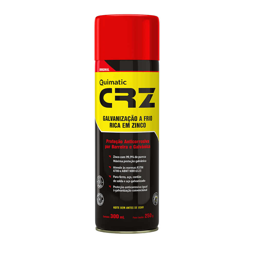 CRZ Aerossol 300 ml (250 g) - COMPOSTO DE GALVANIZAÇÃO A FRIO - Proteção máxima para aço, ferro e cordão de solda. Versão aerossol.