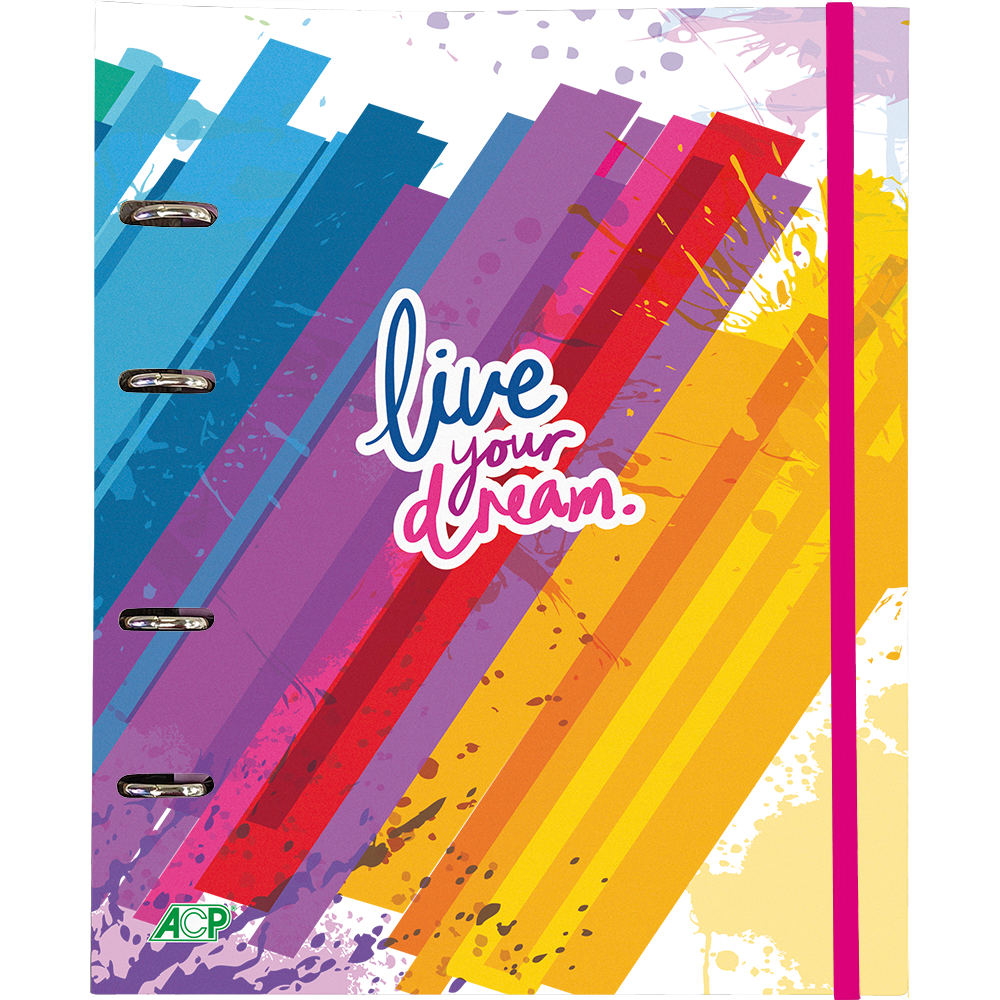 Fichário Colegial Styles Dream com bloco de 80 folhas.