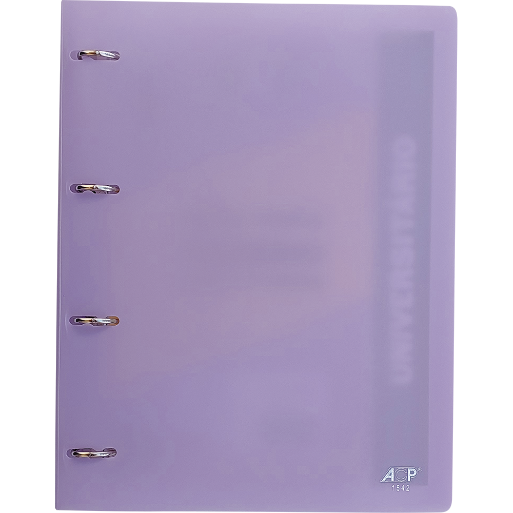 Fichário Sweet - Capa PP Com 4 argolas, bloco de 96 folhas e 6 divisórias coloridas.