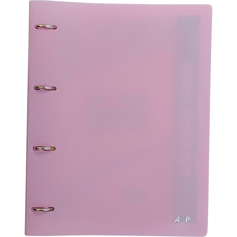 Fichário Sweet - Capa PP Com 4 argolas, bloco de 96 folhas e 6 divisórias coloridas.