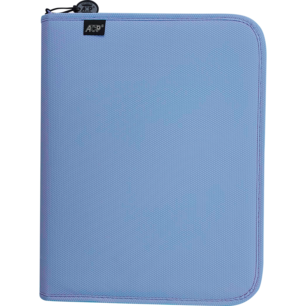 Fichário Sweet com 4 argolas,bloco de 96 folhas, estojo na cor da capa e 6 divisórias coloridas.