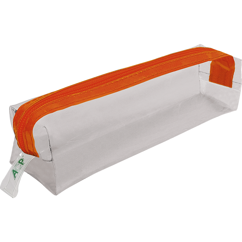 Estojo PVC Cristal Pequeno com zíper colorido - Capacidade para 40 lápis