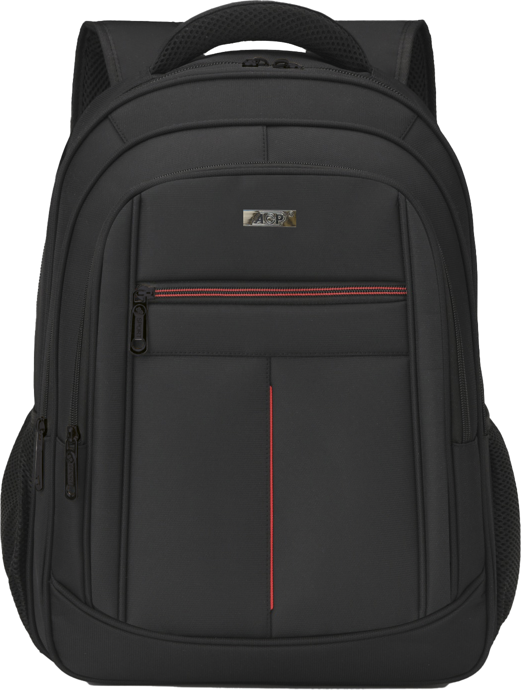 Mochila para Notebook com 4 Bolsos com zíper e 2 Bolsos laterais.