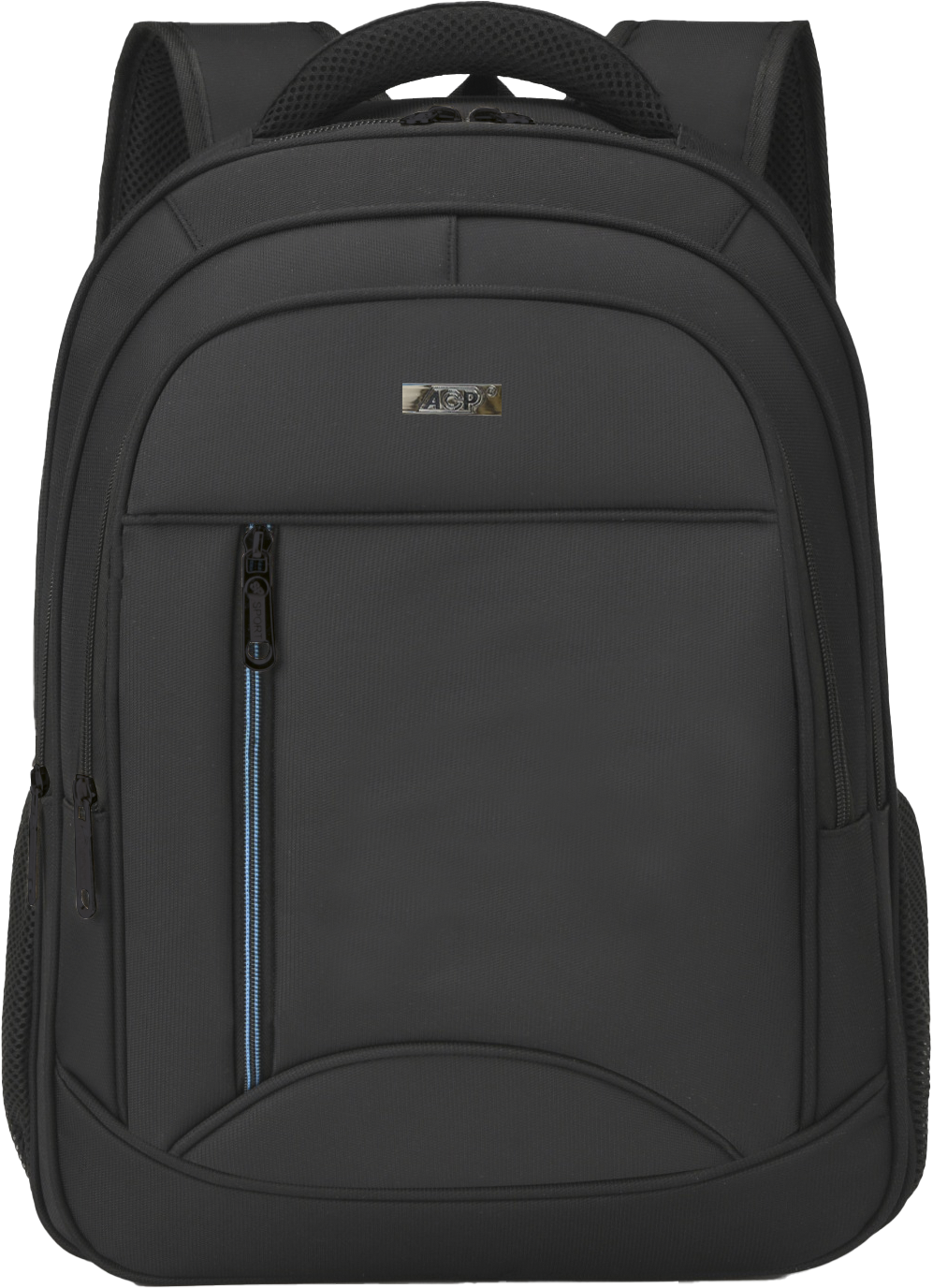 Mochila para Notebook com 4 Bolsos com zíper e 2 Bolsos laterais.