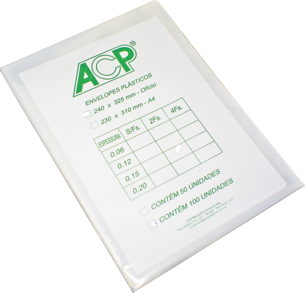 Envelope A4 S/Furos 0,06 mm - pacote c/ 50 un.