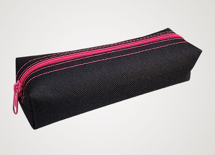 Estojo Nylon 600 Preto zíper Pink - Capacidade para 40 lápis