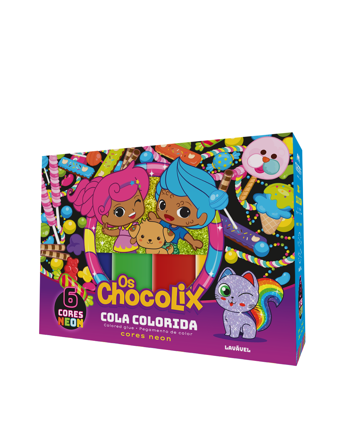 COLA COLORIDA 6 CORES - CHOCOLIX NEON 25g