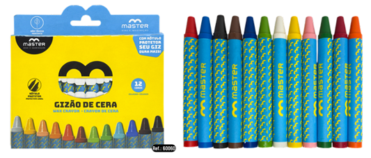 GIZ DE CERA 12 CORES - 110 MM__Giz de cera rotulado 12 cores,  Ø 12 x 110 mm