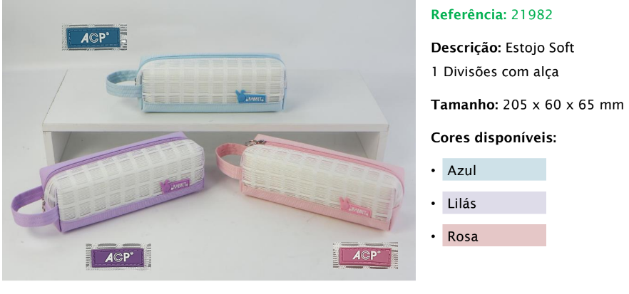 Estojo Soft 1 Divisão com Alça Lilás - Capacidade para 80 lápis