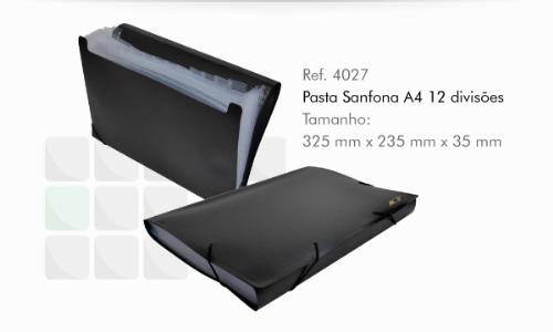 Pasta Sanfonada A4 12 divisões  Preto