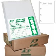 Envelope Ofício 4 Furos 0,10 - pacote c/ 100 um.